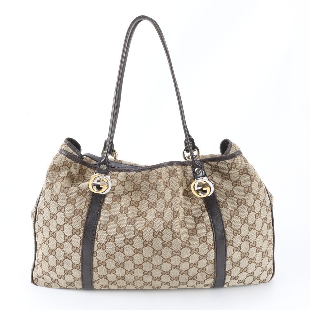 Gucci GG Canvas Twins Leather Tote Bag Shoulder Handbag